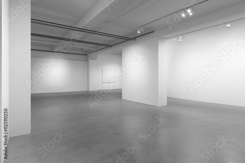 Empty Modern Gallery Space with Clean Lines and Minimalist Design