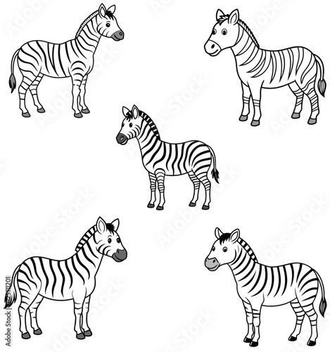 Zebra Line Art Vector Coloring Pages Illustration