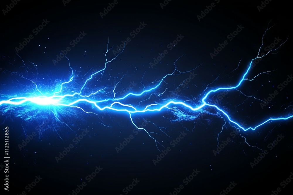 Electric Blue Lightning Flash Effect AI generated illustration Electric Blue Lightning Flash Effect AI generated illustration
