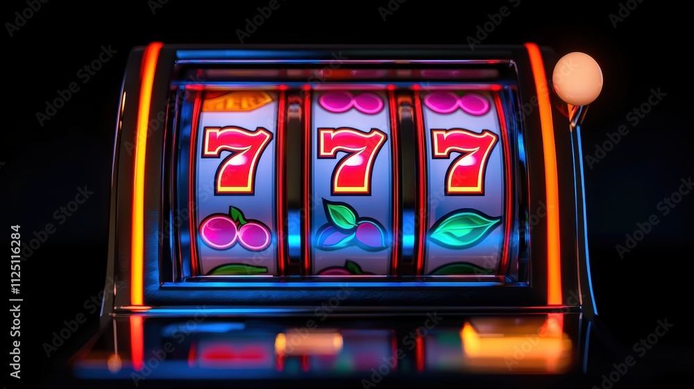 Vibrant slot machine with classic fruit symbols Vibrant slot machine with classic fruit symbols