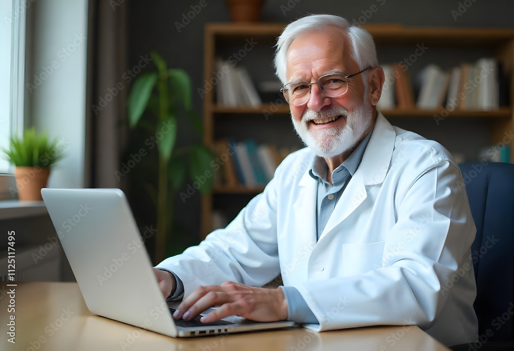 60-Year-Old Male Doctor, Developing Virtual Health Solutions in a Contemporary Office Environment 60-Year-Old Male Doctor, Developing Virtual Health Solutions in a Contemporary Office Environment