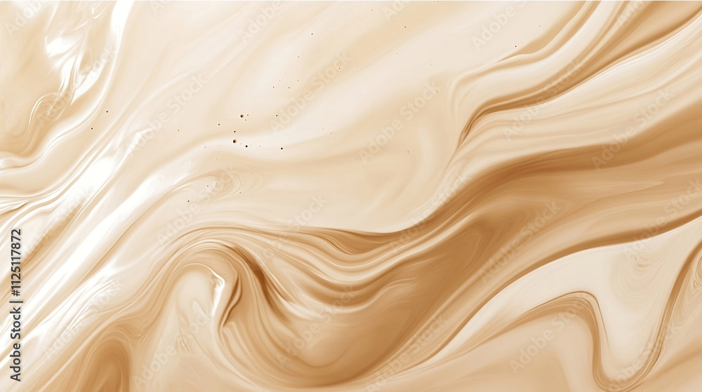 Obraz premium Pattern wave caramel background with wavy peanut chocolate texture swirl butter. candy abstract cream sauce syrup toffee creamy marble.The texture of the cream. Perfect for advertising themes.
