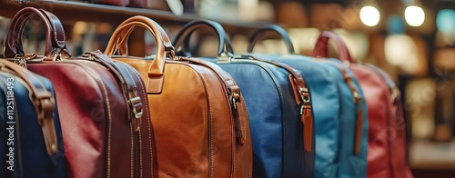 Stylish Row of High-Quality Travel Bags Displayed photo