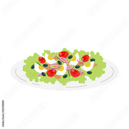 Salad nicoise. French cuisine, food, dish. Vector illustration isolated on white background