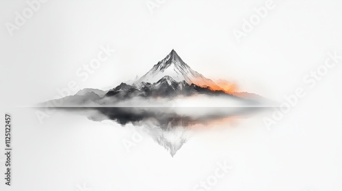 Abstract minimalist snow-covered mountain line drawing, monochrome aesthetic, simple elegant design, perfect for modern art lovers, ultra-realistic, photo-realistic, highly detailed, 