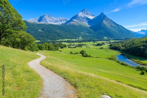 Wallpaper Mural A serene shot of Earth countryside, with a patchwork of fields and small villages nestled in valleys surrounded by mountains Torontodigital.ca