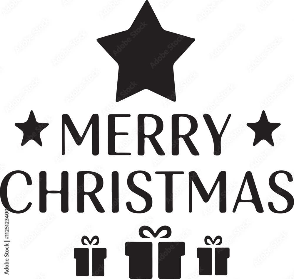 Obraz premium MERRY CHRISTMAS typography silhouette art illustration 
