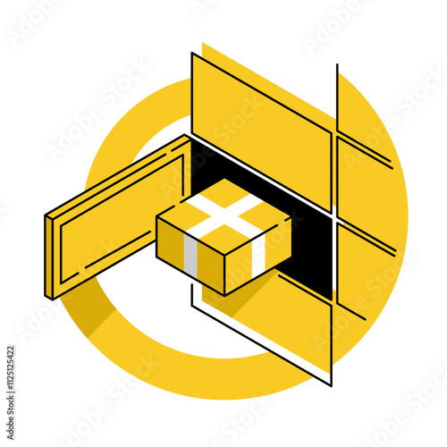 Automated parcel locker icon in thin line