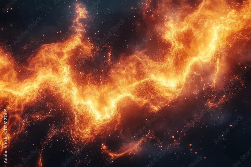 Fiery cosmic formation illuminating the dark expanse of space in a spectacular cosmic display Fiery cosmic formation illuminating the dark expanse of space in a spectacular cosmic display