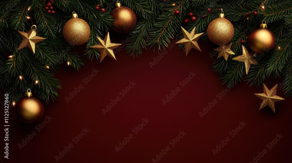 Naklejka premium Elegant Christmas decorations with gold ornaments and stars