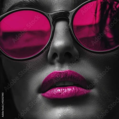 Wallpaper Mural A captivating face showcases vibrant pink sunglasses and lips. Torontodigital.ca