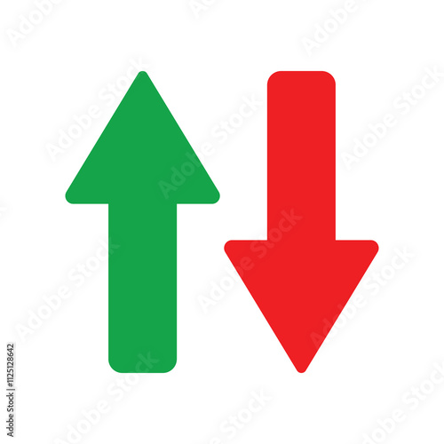 Up and down arrows icon vector on white background. red and green up down arrows. 