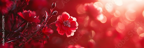 A vibrant red flower stands out beautifully in soft, dreamy bokeh.