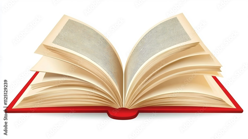 Fototapeta premium Open book with red cover, showcasing pages.