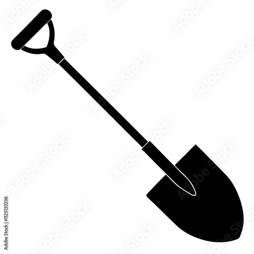 Basic Shovel Black Silhouette Vector Illustration