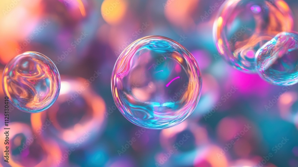 Colorful soap bubbles floating in a dreamy background, creating a vibrant and playful atmosphere. Colorful soap bubbles floating in a dreamy background, creating a vibrant and playful atmosphere.
