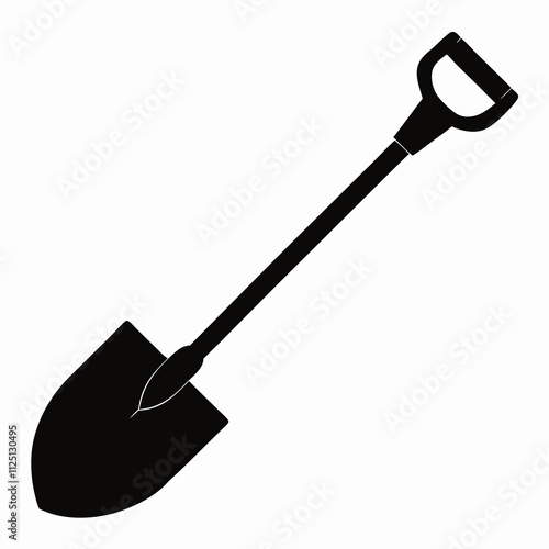 Basic Shovel Black Silhouette Vector Illustration