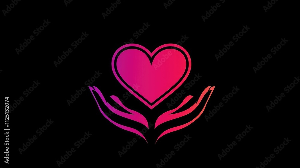Simple logo with a heart and hands representing charity. Simple logo with a heart and hands representing charity.