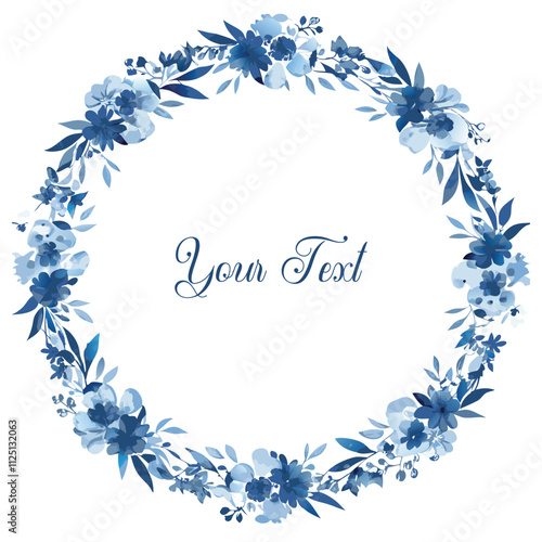 Elegant Blue Floral Wreath Frame Design