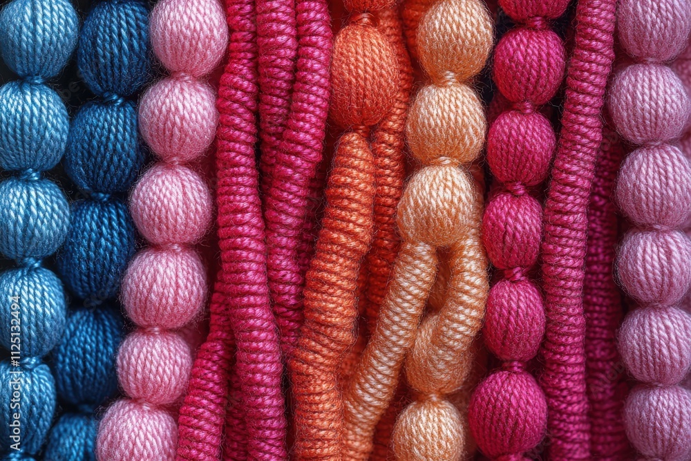 A vibrant display of colorful yarns arranged in rows, showcasing various textures and hues. A vibrant display of colorful yarns arranged in rows, showcasing various textures and hues.