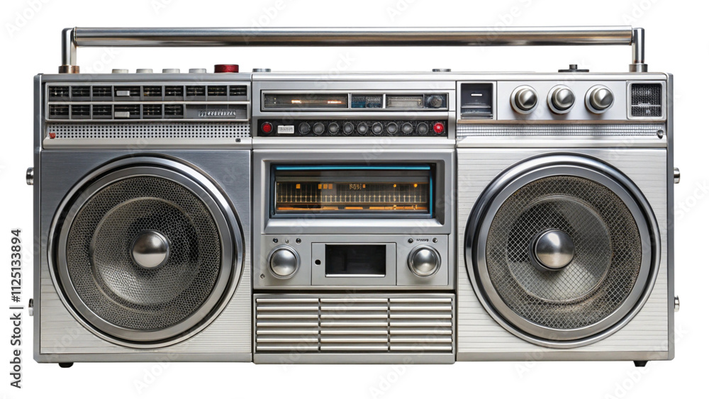 Obraz premium vintage boombox audio cassette recorder, transparent background