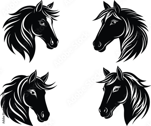 vector silhouette of a horse's head logo icon