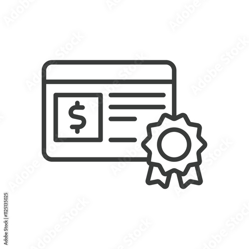 Investment certificate, icon in line design. Certificate, investment, finance, document, bond, approval, portfolio on white background vector. Investment certificate editable stroke icon