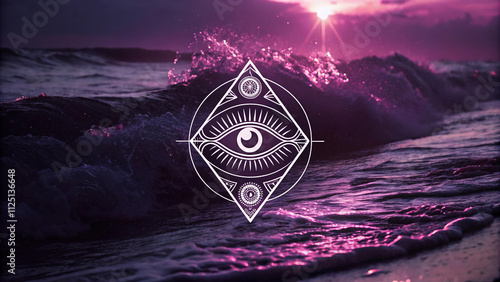 Abstract Glowing Hypnotic Eye Symbol Design