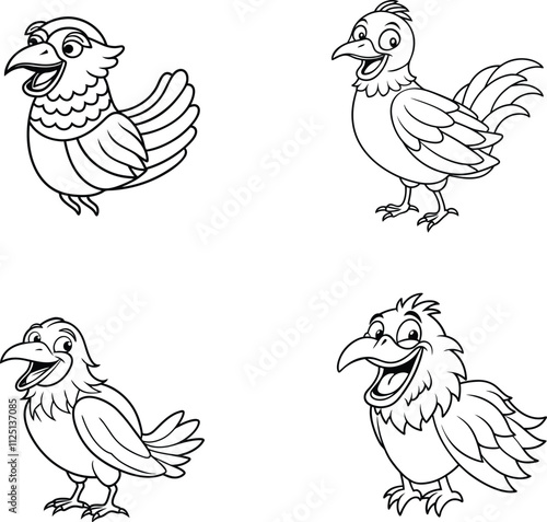 Eastern Turkey Bird Laughs Line Art Illustration