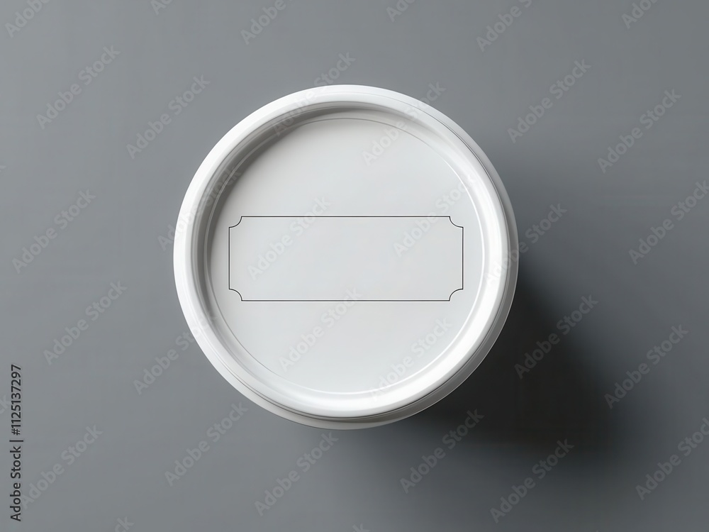 Fototapeta premium Minimalistic white container on a gray background, perfect for food packaging and branding.