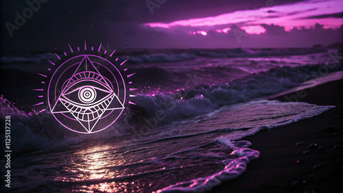 Abstract Glowing Hypnotic Eye Symbol Design