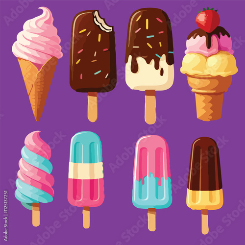 Bundle ice cream vector  file 