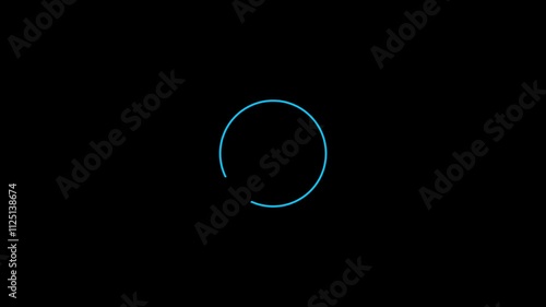 4K Endless Loop Blue Circle Loading Animation on black background