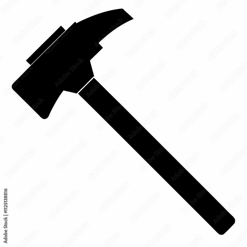 Bold Sledgehammer Black Silhouette Vector Illustration on White Background Bold Sledgehammer Black Silhouette Vector Illustration on White Background