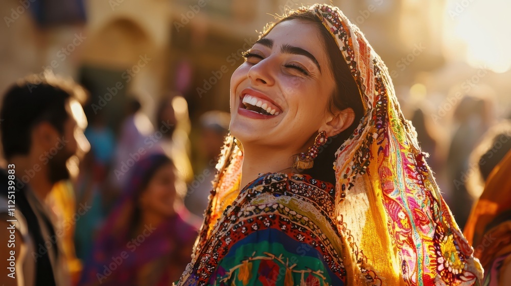 Joyful Woman in Traditional Attire Joyful Woman in Traditional Attire