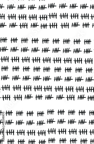 Seamless pattern with tally stroke counting marks 