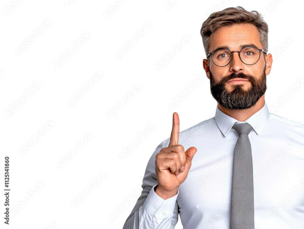 Intriguing portrait, bearded man in glasses connects with viewer through a direct, pointed gaze Intriguing portrait, bearded man in glasses connects with viewer through a direct, pointed gaze