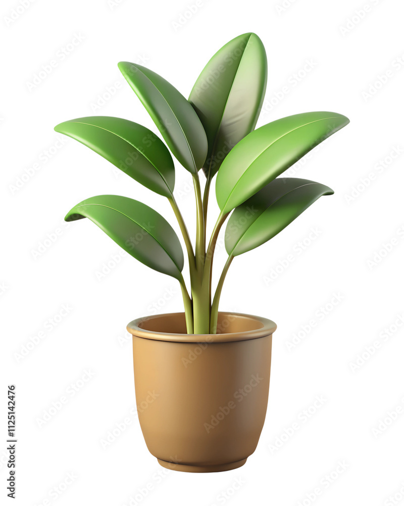 indoor plant with pot 3d plastic icon isolated indoor plant with pot 3d plastic icon isolated