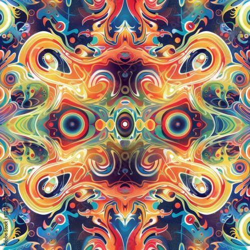 Psychedelic abstract pattern. Hypnotic and surreal trippy backdrop.