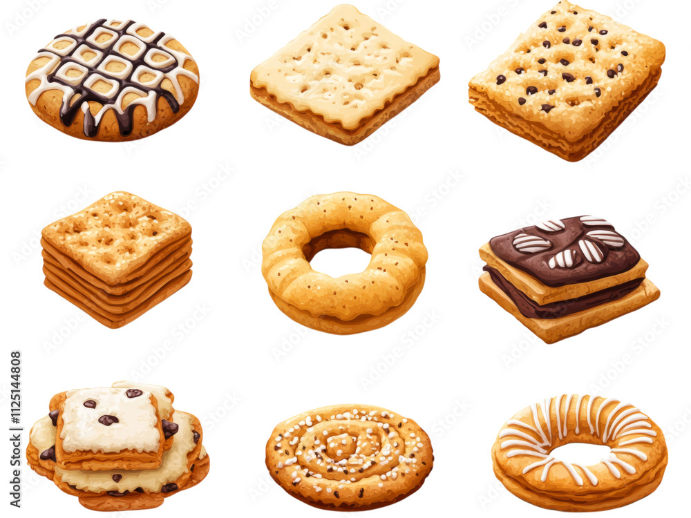 Assorted Cookies on Transparent Background Assorted Cookies on Transparent Background