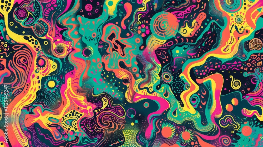 Psychedelic design. Hypnotic and abstract trippy backdrop.