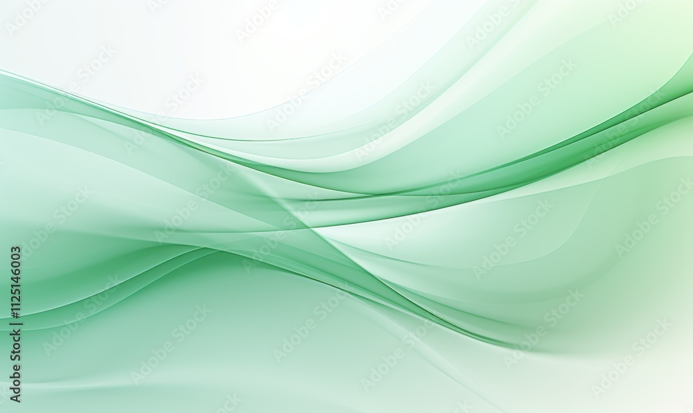Fototapeta premium 轻盈绿意曲线弯曲柔美流畅线条背景壁纸
