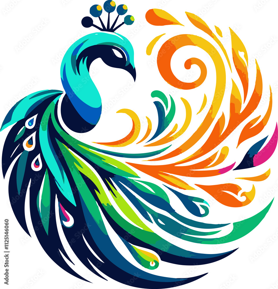Fototapeta premium Vector peacock color logo art