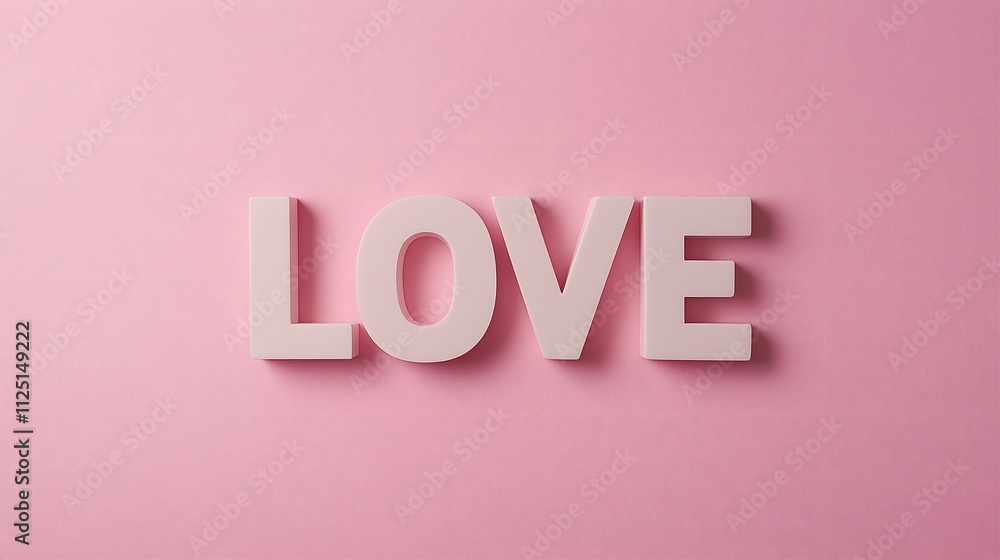 A minimalist representation of the word 'LOVE' in white letters set against a soft pink background, symbolizing affection, emotion, and tenderness in a contemporary design. A minimalist representation of the word 'LOVE' in white letters set against a soft pink background, symbolizing affection, emotion, and tenderness in a contemporary design.