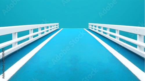 A modern bridge with a vibrant turquoise background, showcasing clean lines and minimalistic design, perfect for themes of connection, travel, and contemporary infrastructure. photo