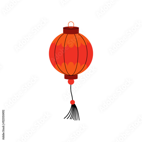 Chinese or japanese paper lantern. Vector flat illustration of asian traditional festival decor