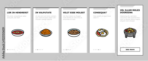 mexican cuisine food dinner onboarding mobile vector taco mexico, table restaurant, dish tortilla, party view, gourmet salad, hot kitchen mexican cuisine food dinner illustrations