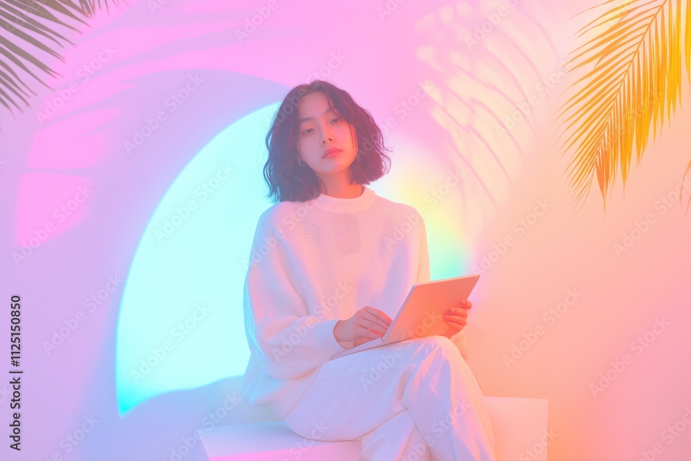 Digital Marketing Strategies A Young Woman's Analysis in a Futuristic Workspace with Generative AI Digital Marketing Strategies A Young Woman's Analysis in a Futuristic Workspace with Generative AI