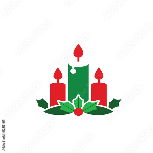christmas candle and holly