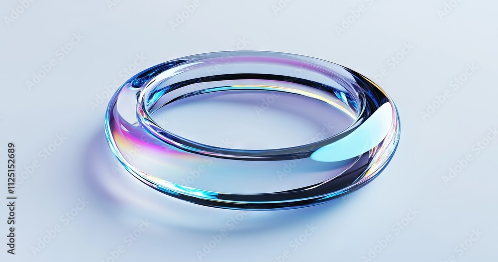 Glass ring with holographic reflection, 3D render, minimalistic design, AI generated illustration Glass ring with holographic reflection, 3D render, minimalistic design, AI generated illustration